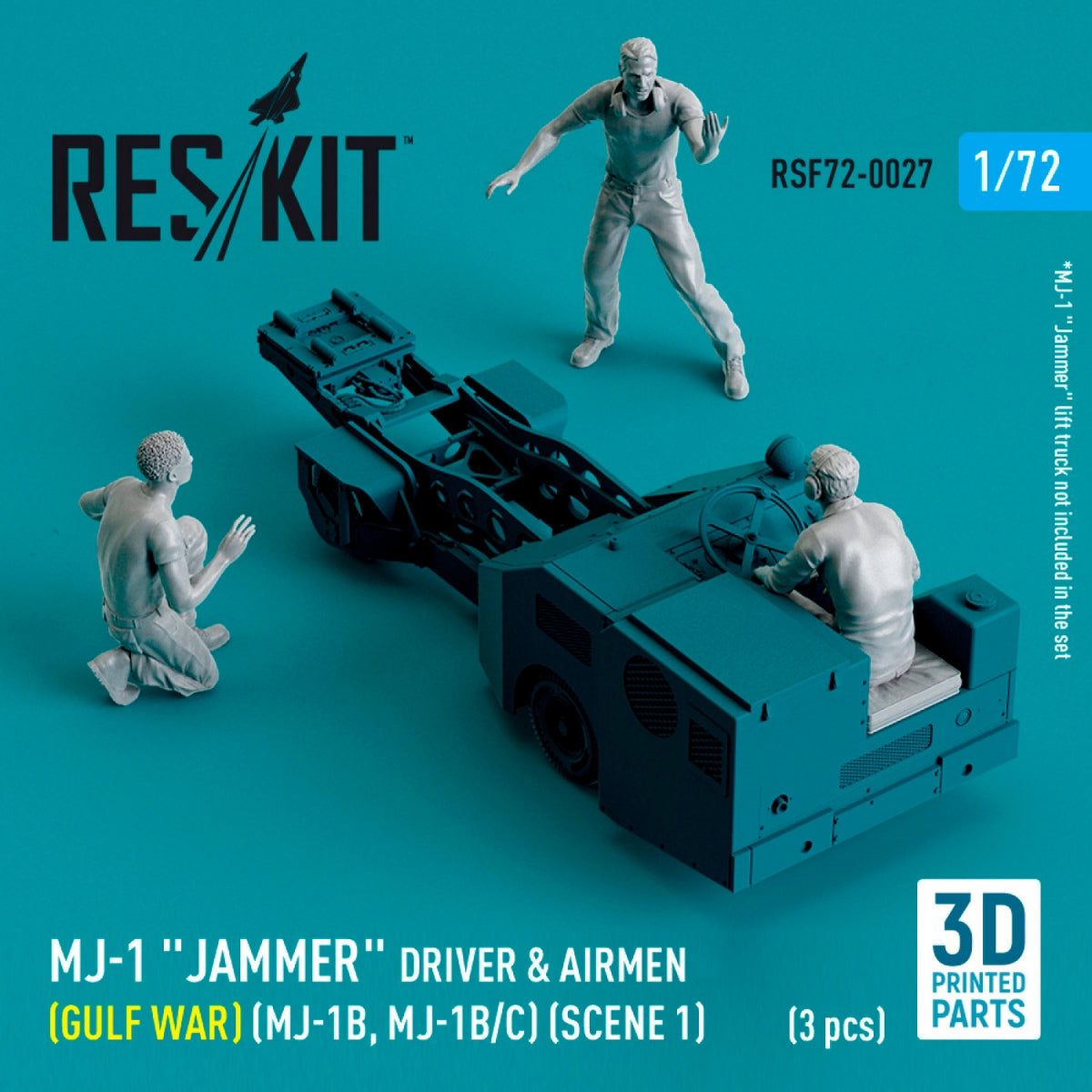 RESKIT RSF72-0027 MJ-1 Jammer Driver airmens (Gulf War) (MJ-1B, MJ-1B/C) (scene 1) (3 pcs) (3D Printed) 1/72