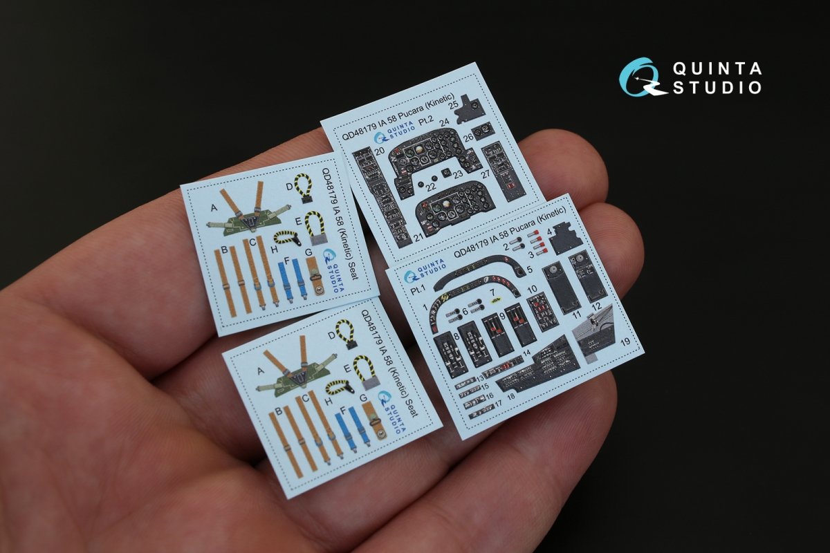 Quinta Studio QD48179 IA 58 Pucara 3D-Printed &amp;amp; colored Interior on decal paper (for Kinetic kit) 1/48 – image 2