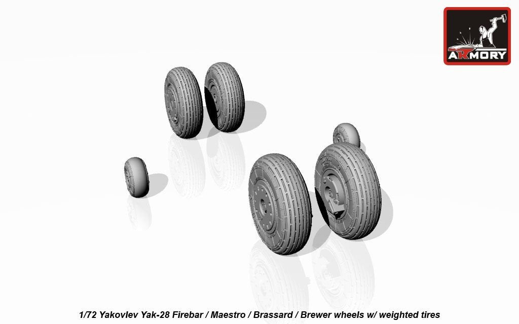 Armory Models AW72047 Yakovlev Yak-28 wheels w/ weighted tires 1/72 – image 3