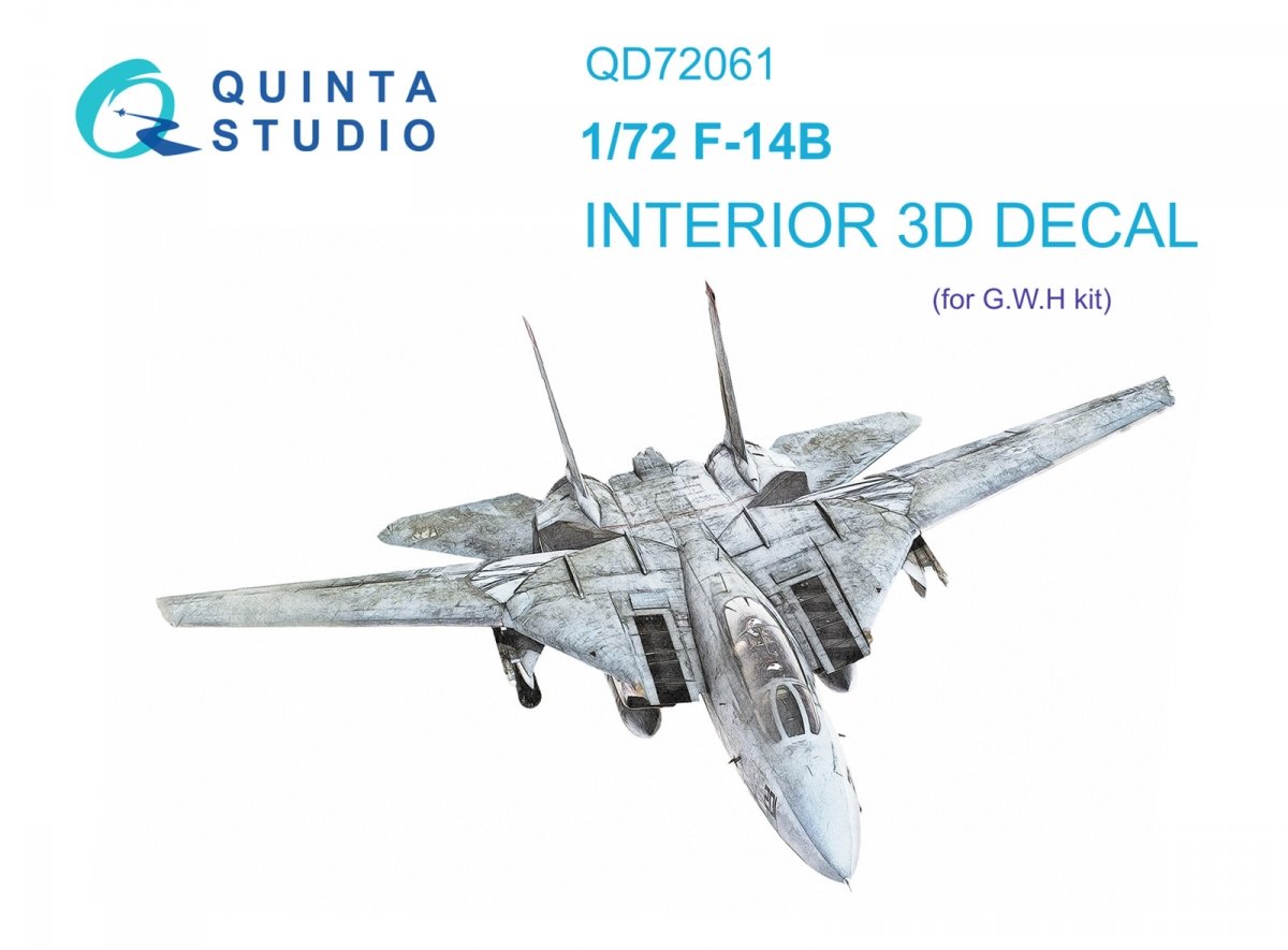 Quinta Studio QD72061 F-14B 3D-Printed &amp;amp; colored Interior on decal paper (GWH) 1/72