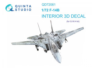 Quinta Studio QD72061 F-14B 3D-Printed &amp;amp; colored Interior on decal paper (GWH) 1/72