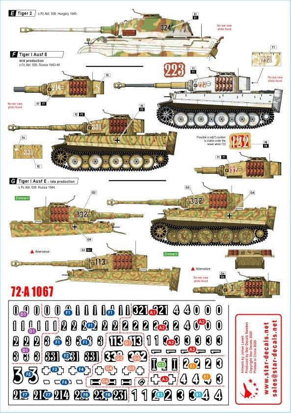 Star Decals 72-A1067 Tigers of sPzAbt 508. 1/72 – imagen 2