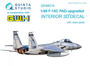 Quinta Studio QD48214 F-15C PAD-upgraded 3D-Printed &amp;amp; colored Interior on decal paper with resin parts (GWH) 1/48