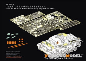 Kit d&amp;#39;amélioration de base pour troupes Pz.KPfw. III Ausf Afrique du Nord (Seconde Guerre mondiale) - Voyager Model PE351262 - Compatible avec les maquettes DRAGON 6431/6956 au 1/35