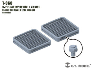 ET Model T-060 0.7mm Hex Rivet (240 pieces) (rivets)