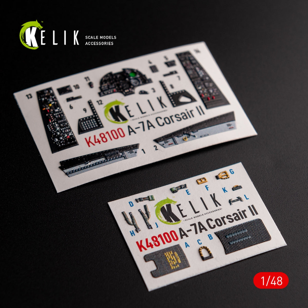 KELIK K48100 A-7A Corsair II - interior 3D decals for HobbyBoss kit 1/48