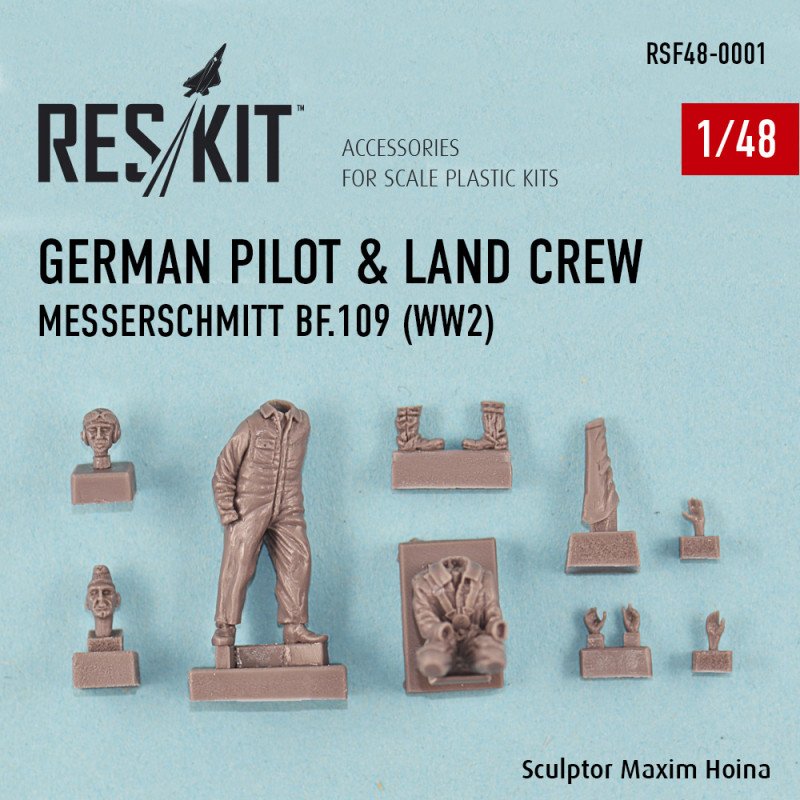 RESKIT RSF48-0001 German pilot &amp;amp; land crew Messerschmitt Bf.109 (WW2) 1/48