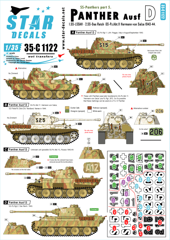 Star Decals 35-C1122 SS-Panthers #5 1/35