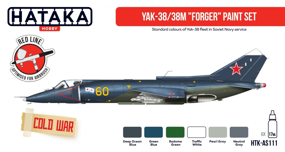 Hataka Hobby HTK-AS111 Yak-38/38M &amp;quot;Forger&amp;quot; paint set (6x17ml)