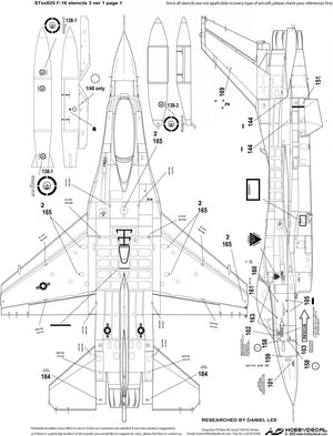 HobbyDecal ST32025V1 F-16 Stencils 3 ver 1 1/32 for Academy kit – imagen 3