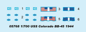 Trumpeter 05768 USS Colorado BB-45 Battleship 1944 1/700 – obrázek 8