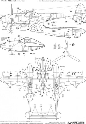 HobbyDecal ST48012V1 P-38 Stencils ver 1 1/48 – Bild 2