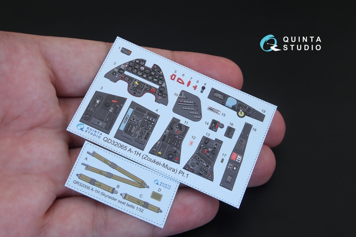 Quinta Studio QD32065 A-1H Skyraider 3D-Printed &amp;amp; colored Interior on decal paper (for ZM SWS kit) 1/32 – immagine 3