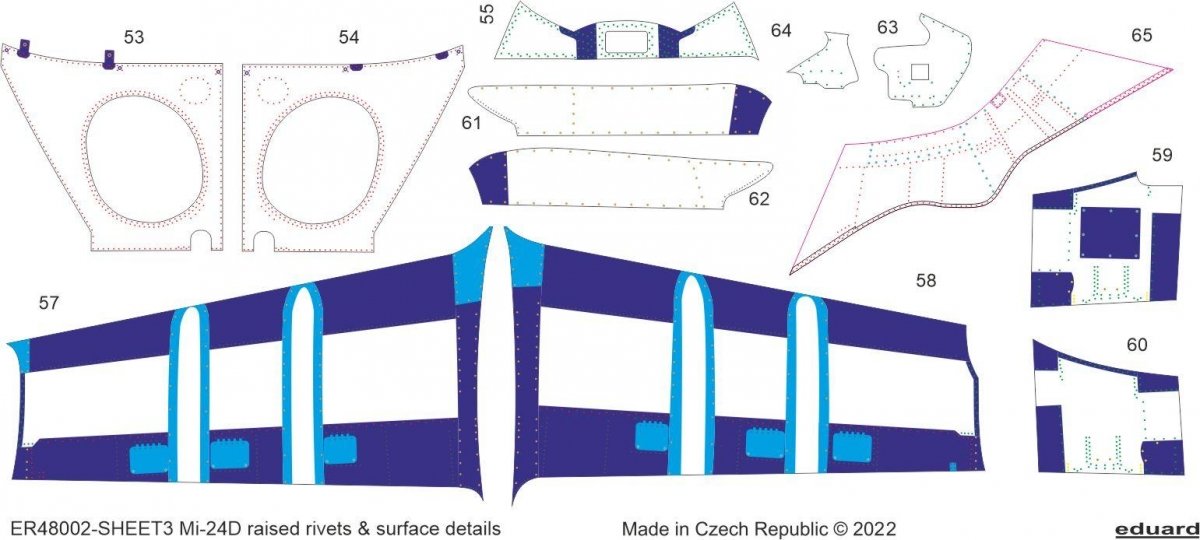 Eduard ER48002 Mi-24D raised rivets &amp;amp; surface details Zvezda 1/48 – immagine 2