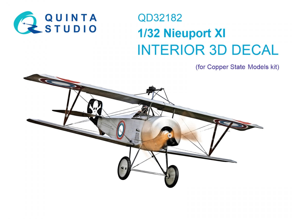 Quinta Studio QD32182 Nieuport XI 3D-Printed &amp; colored Interior on decal paper (CSM) 1/32