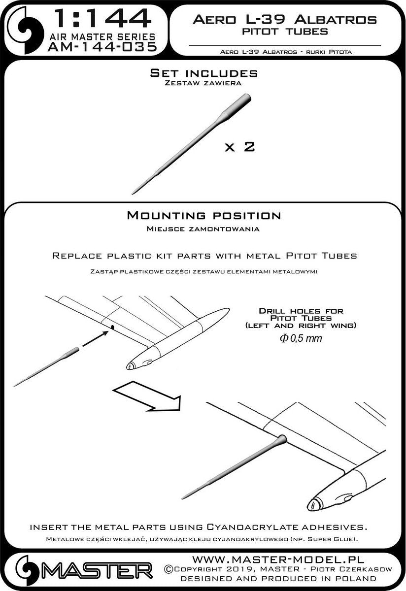 Master AM-144-035 Aero L-39 Albatros - Pitot Tubes 1/144 – obrázek 3