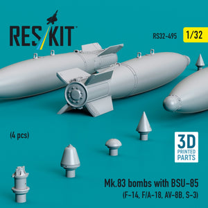 RESKIT RS32-0495 Mk.83 bombs with BSU-85 (4 pcs) (3D printed) 1/32 – image 2