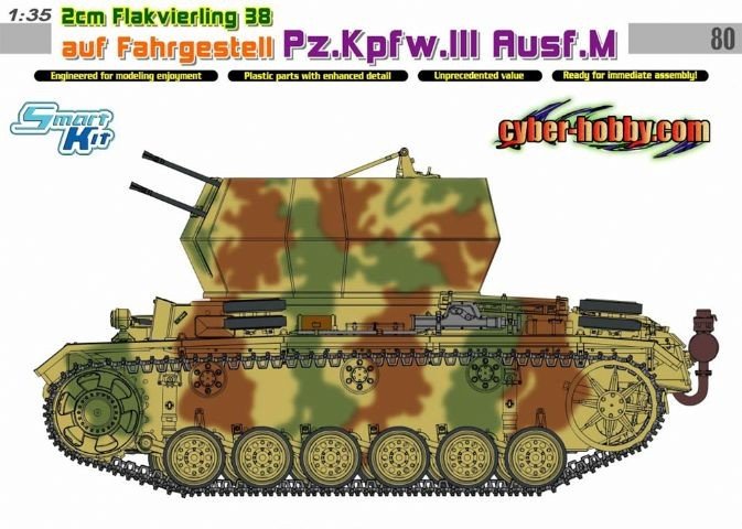 Cyber Hobby 6778 2cm Flakvierling 38 auf Fahrgestell Pz.Kpfw.III Ausf.M 1/35