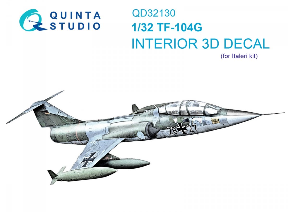 Quinta Studio QD32130 TF-104G 3D-Printed &amp; colored Interior on decal paper (Italeri) 1/32