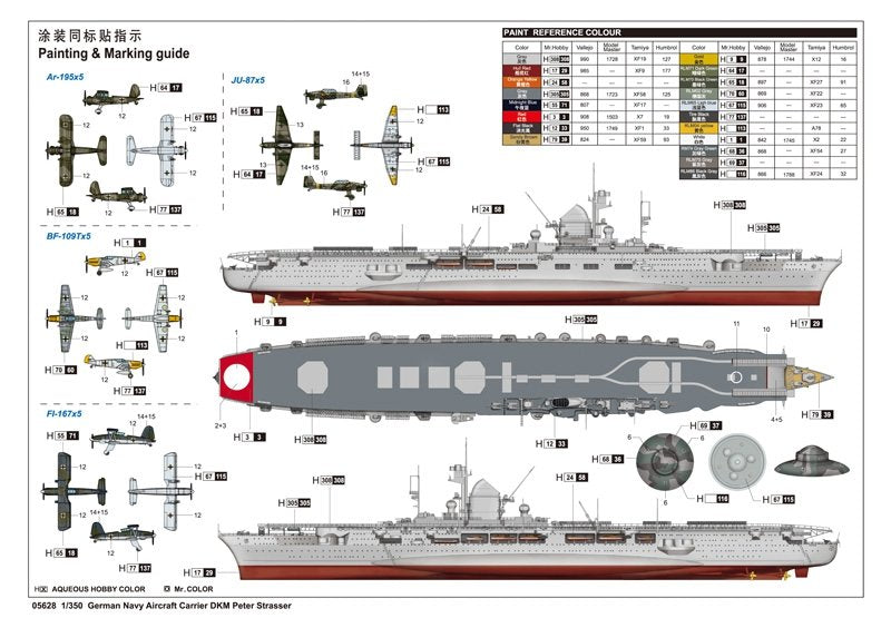 Trumpeter 05628 German Navy Aircraft Carrier DKM Peter Strasser 1/350 – obrázek 2