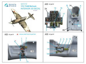 Quinta Studio QD72133 P-40B 3D-Printed colored Interior on decal paper (Airfix) 1/72 – immagine 2