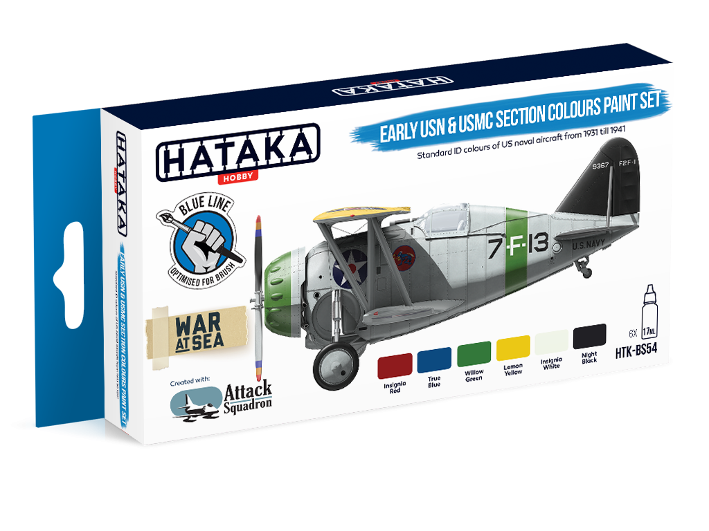 Ensemble de peinture Hataka HTK-BS54 Early USN &amp; USMC Section Colors (6x17ml) 