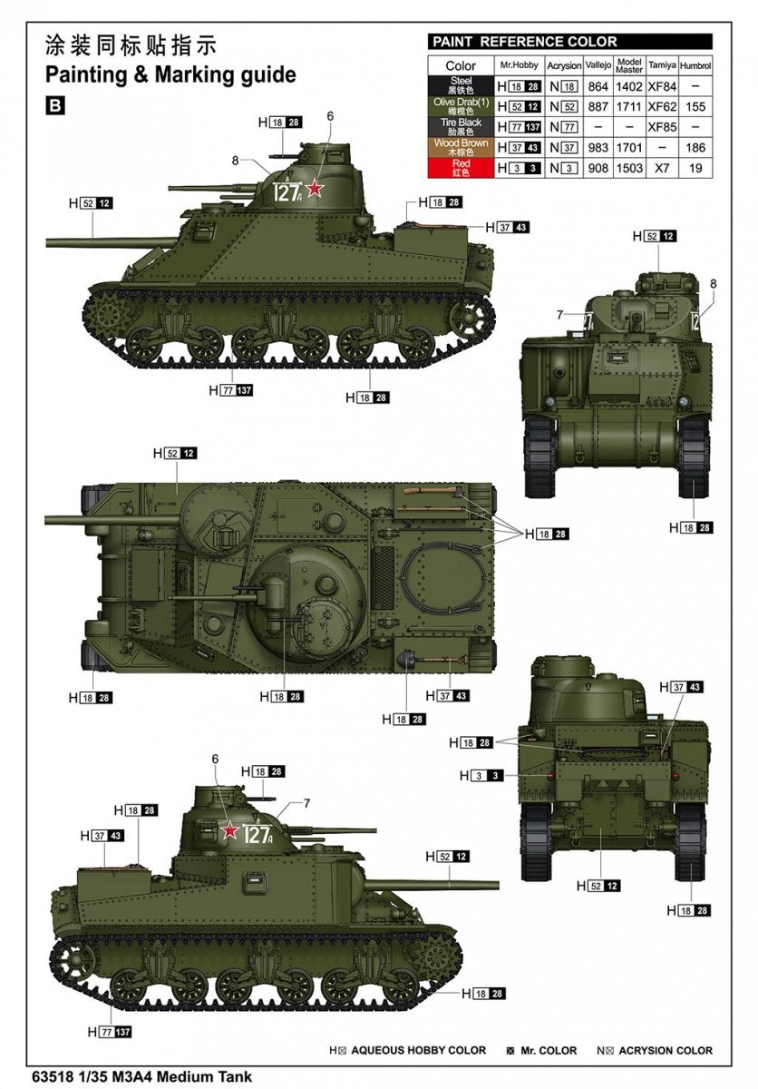 I Love Kit 63518 M3A4 Medium Tank 1/35 – zdjęcie 5