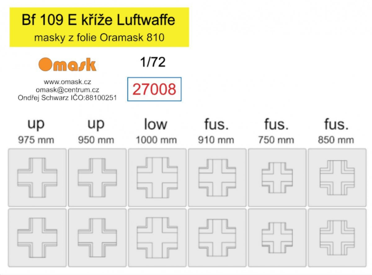 Omask 27008 Bf 109 E krize Luftwaffe 1/72