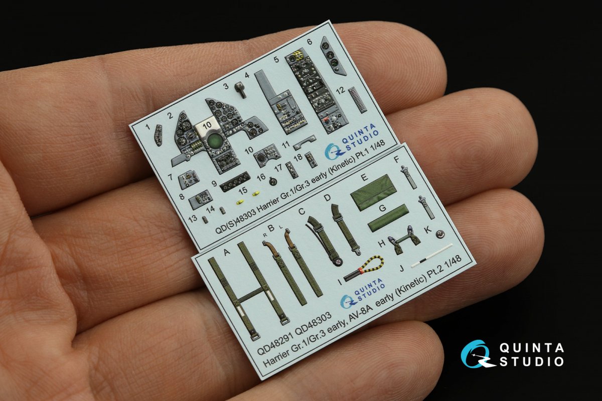 Quinta Studio QD48303 Harrier Gr.1/Gr.3 Early 3D-Printed &amp;amp; colored Interior on decal paper (Kinetic) 1/48 – obrázek 2