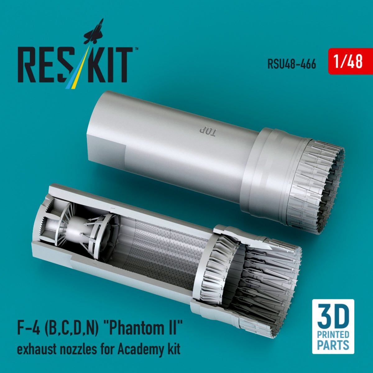 RESKIT RSU48-0466 F-4 (B, C, D, N) "Phantom II" exhaust nozzles for Academy kit (3D Printed) 1/48