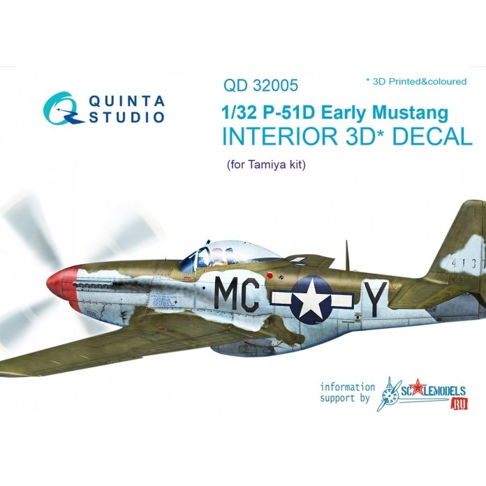 Quinta Studio QD32005 P-51D (Early) 3D-Printed &amp;amp; colored Interior on decal paper (for Tamiya kit) 1/32