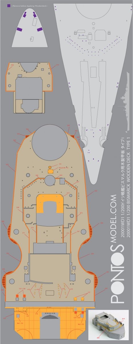 Pontos 20001WD1 Bismarck Wooden Deck set 1/200 – obrázek 2