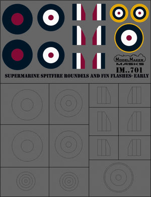 ModelMaker Decals IM48701 Supermarine Spitfire roundels and fin flashes - EARLY 1/48 – obrázek 3