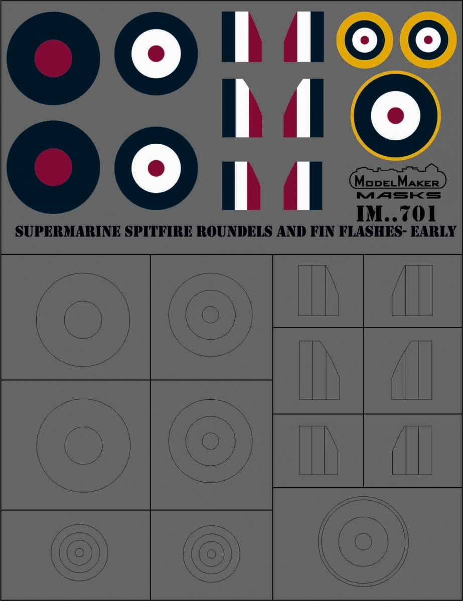 ModelMaker Decals IM48701 Supermarine Spitfire roundels and fin flashes - EARLY 1/48 – obrázek 3