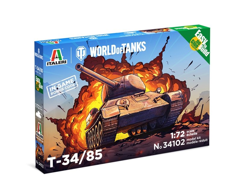 Italeri 34102 World of Tanks - T-34/85 - Maquette facile à monter au 1/72