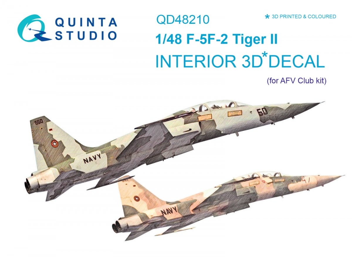 Quinta Studio QD48210 F-5F-2 3D-Printed &amp; colored Interior on decal paper (AFV club) 1/48