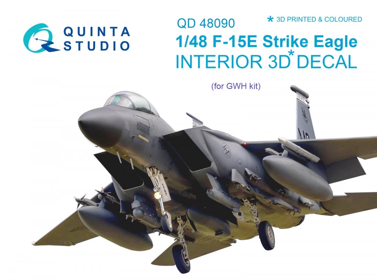 Quinta Studio QD48090 F-15E 3D-Printed &amp;amp; colored Interior on decal paper (for GWH kit) 1/48