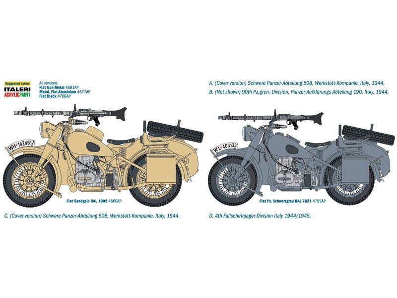 Italeri 7403 German Military Motorcycle with side car 1/9 – obrázek 11