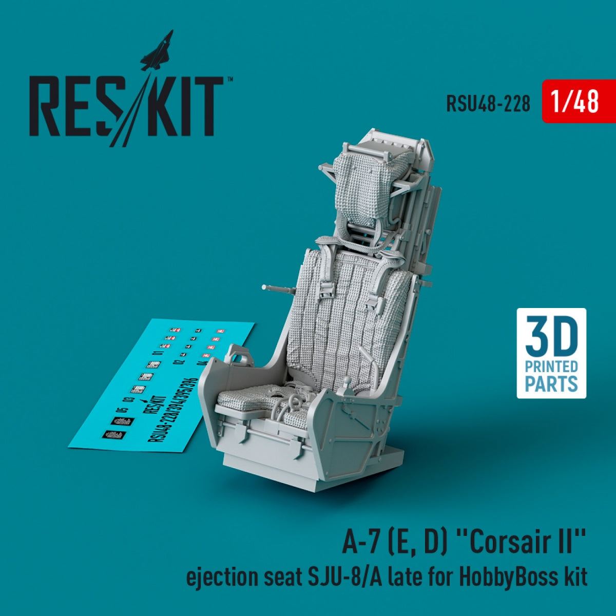 RESKIT RSU48-0228 A-7 (E, D) "Corsair II" ejection seat SJU-8/A late for HobbyBoss kit (3D Printed) 1/48