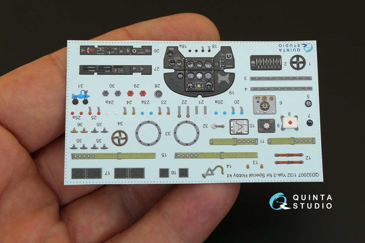 Quinta Studio QD32007 Yak-3 3D-Printed &amp;amp; coloured Interior on decal paper (for Special Hobby kit) 1/32 – zdjęcie 3