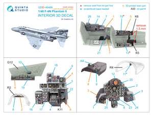 Quinta Studio QDS+48486 F-4N Phantom II 3D-Printed &amp;amp; colored Interior on decal paper (Academy) (Small version) (with 3D-printed resin parts) 1/48 – Bild 3