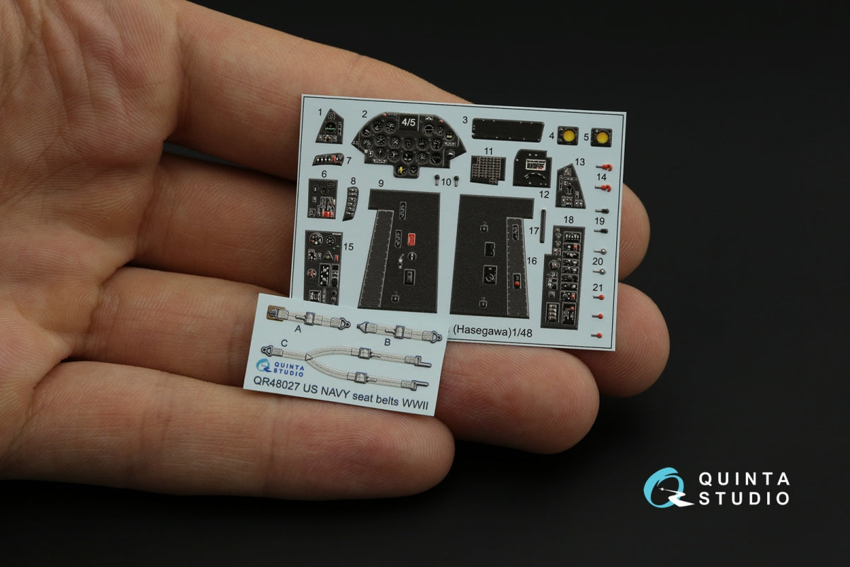 Quinta Studio QD48325 F4U-5N 3D-Printed &amp;amp; colored Interior on decal paper (Hasegawa) 1/48 – immagine 8