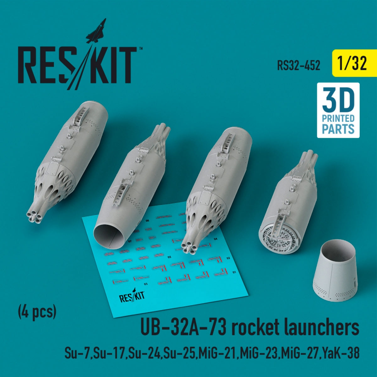 Lance-roquettes RESKIT RS32-0452 UB-32A-73 (4 pièces) (Impression 3D) 1/32 