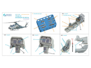 Quinta Studio QD+72191 AH-1Z 3D-Printed &amp; coloured Interior on decal paper (Dream Model) 1/72