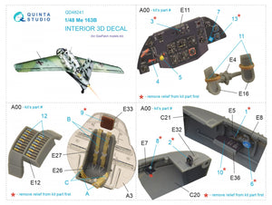 Quinta Studio QD48241 Me 163B 3D-Printed &amp;amp; colored Interior on decal paper (GasPatch models) 1/48 – image 2