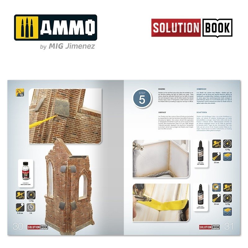AMMO of Mig Jimenez 6510 How to Paint Brick Buildings. Colors &amp;amp; Weathering System Solution Book (Multilingual) – Bild 3