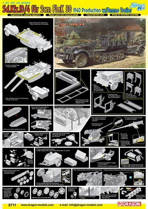 Dragon 6711 Sd.Kfz.10/4 fur 2cm FlaK 30, 1940 Production w/Ammo Trailer 1/35 – image 2