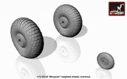 Armory Models AW72406 deHavilland DH.98 Mosquito wheels, “checkerboard” tire pattern, weighted 1/72 – image 4