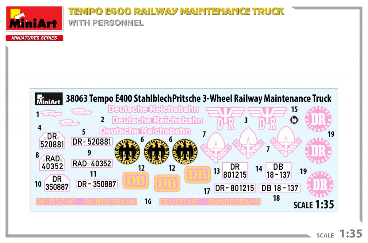 MiniArt 38063 Tempo E400 railway maintenance truck with personnel 1/35 – Bild 3