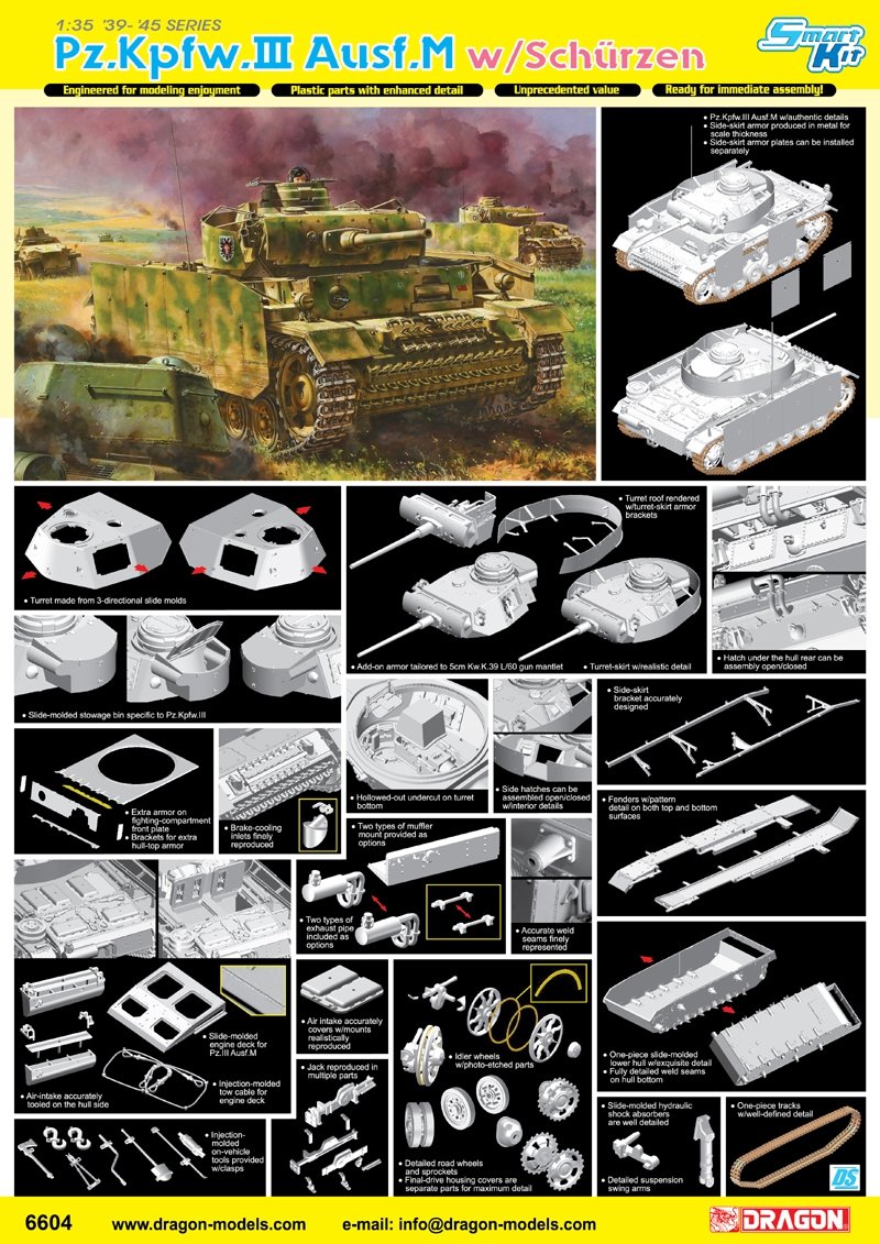 Dragon 6604 Pz.Kpfw.III Ausf.M w/Schurzen 1/35 – Bild 3